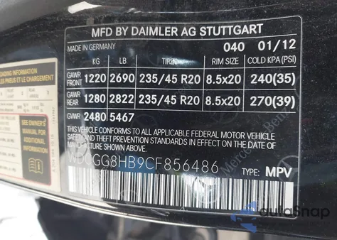 2012 Mercedes-Benz Glk 350 4Matic из США, поврежденный, VIN WDCGG8HB9CF856486